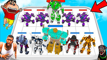SHINCHAN UPGRADE ROBOTS ARMY | NOOB vs PRO vs HACKER in Merge Robot Rise Battle | DREAM SQUAD
