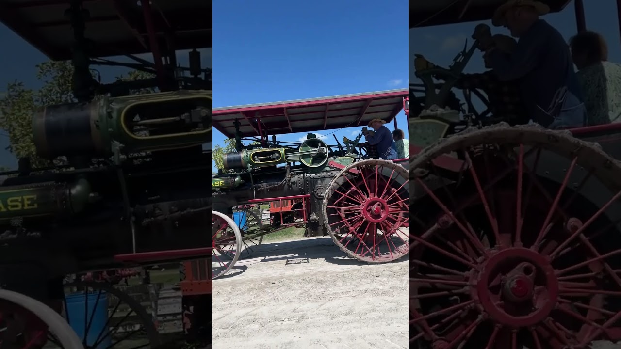 Driving a case 40 hp steam traction engine