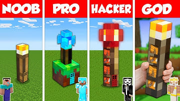 Minecraft Battle: NOOB vs PRO vs HACKER vs GOD: INSIDE TORCH HOUSE BASE BUILD CHALLENGE / Animation