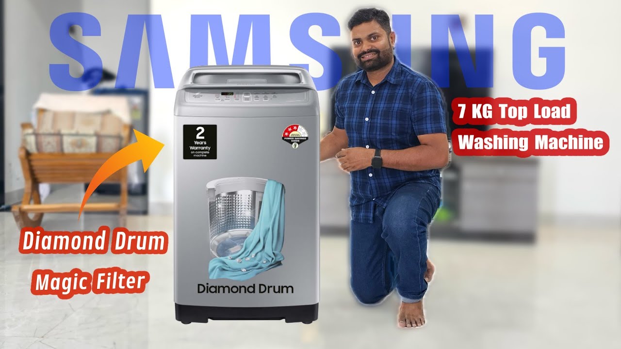 Samsung 7 kg, Fully-Automatic Top Load Diamond Drum Washing Machine