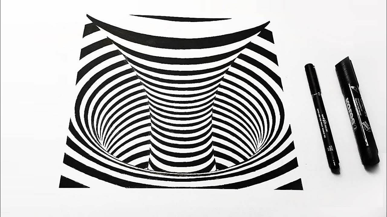 3D Drawing Teleport Black Hole Optical Illusion - YouTube