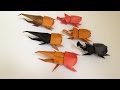 Origami Beetle (back(body) 3D instructions 折り紙 カブトムシ ヘラクレスオオカブト 立体体後ろ折り方