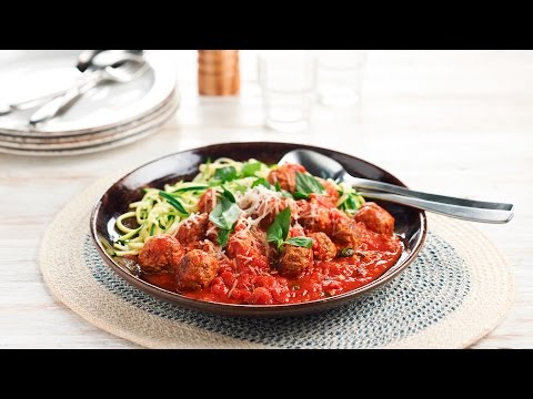 Spiralized Zucchini Spaghetti Recipe With Meatballs