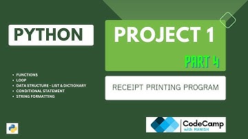 Python Projects - For Beginner | Project 1 (Part 4) - Receipt Printing Program | Python Functions
