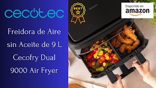 Cecotec Freidora de Aire sin Aceite de 9 L Cecofry Dual 9000 Air Fryer.  2850W, Temperatura Dual 