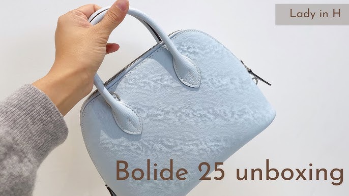 Hermes Mini Bolide 1923 Bleu Brume 25 Bag Evercolor Leather Gold