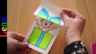 DIY Geschenk zeichnen Überraschungskarte 🐻 Bär zeichnen 🎁 Surprise Gift Box drawing have a nice day