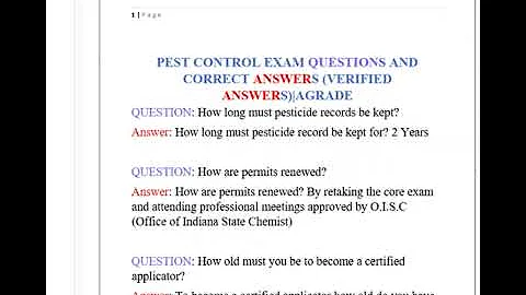 PEST CONTROL EXAM QUESTIONS AND CORRECT ANSWERS