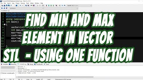 Find the minimum and maximum element in a vector C++ using one line of code | max and min element