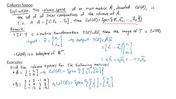 Intro to Linear Algebra - Column Space