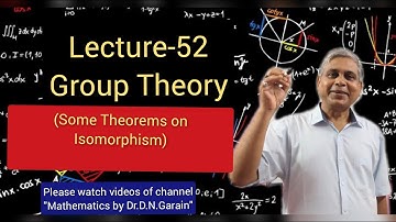 Group Theory, Lec.-52(Some Theorems on Isomorphism), by Dr.D.N.Garain