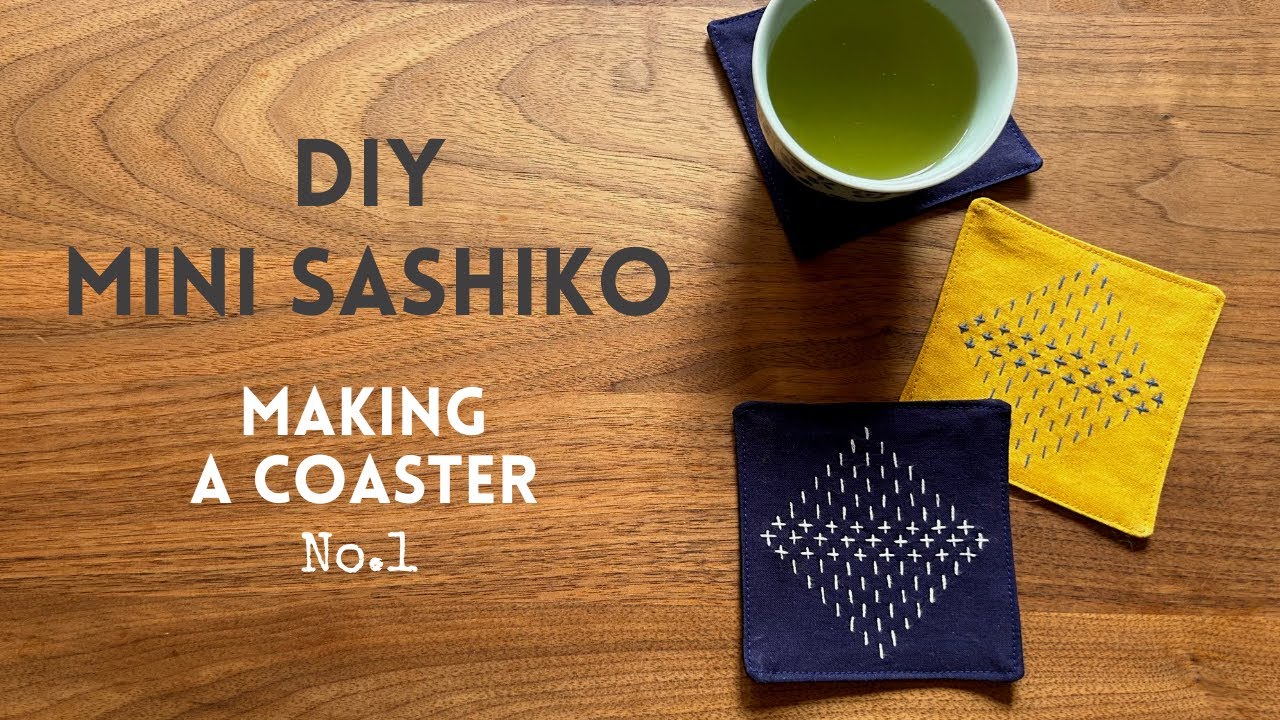 Making a coaster with simple & basic Sashiko stitches Part1  - Sashiko stitching for beginners