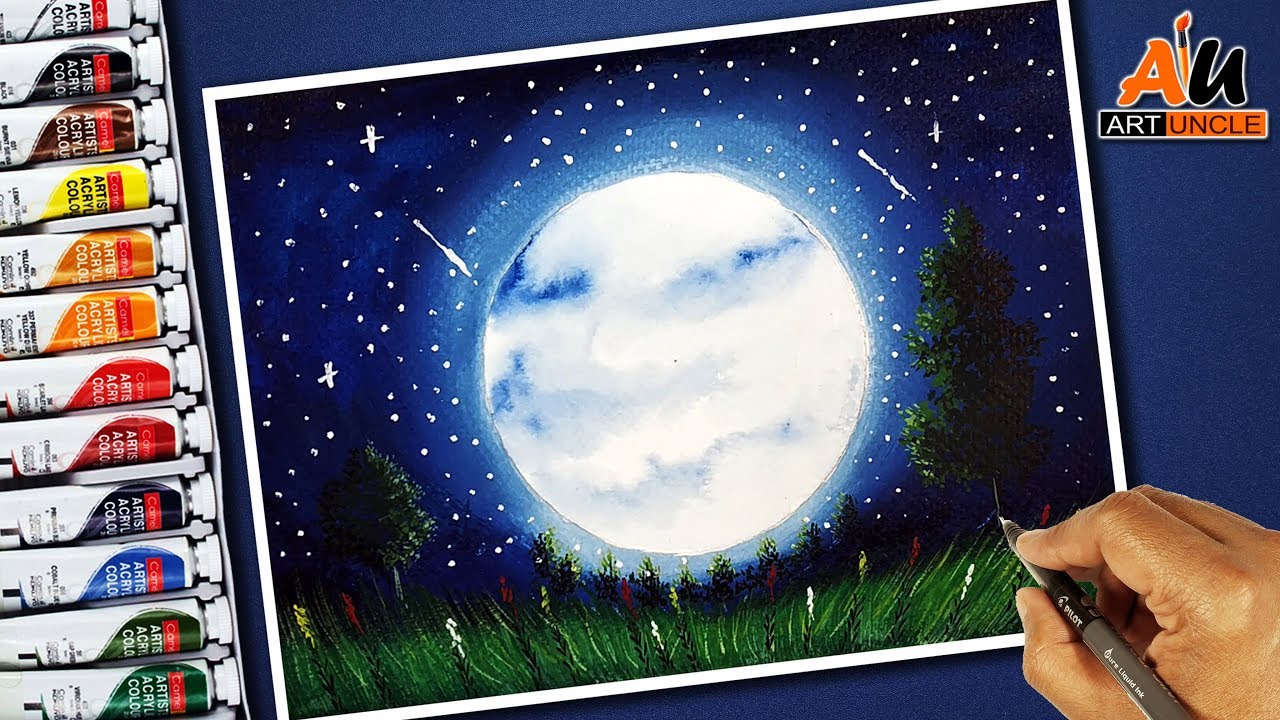 Featured image of post Moonlight Night Scenery Drawing Easy For Kids : Happy cute little kid boy listen story from mom.