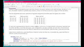 Ejercicio 58. Primer algoritmo arreglos bidimensionales de tamaño mxn donde m es mayor que 2 y m=n