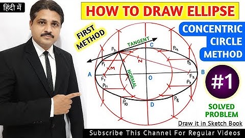 HOW TO DRAW ELLIPSE BY CONCENTRIC CIRCLE METHOD SOLVED PROBLEM 1 LECTURE IN HINDI