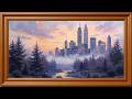 Modern Skyline TV Frame 4k Wallpaper | Calm Evening Ambience for Living  Cityscape at Sunset Room TV