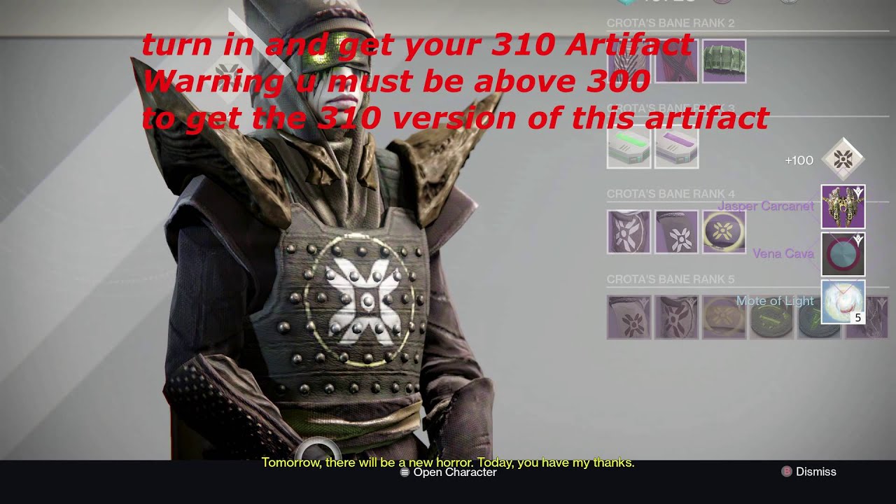 Complete 310 Artifact Guide for Destiny The Taken King How to get the 310 artifact