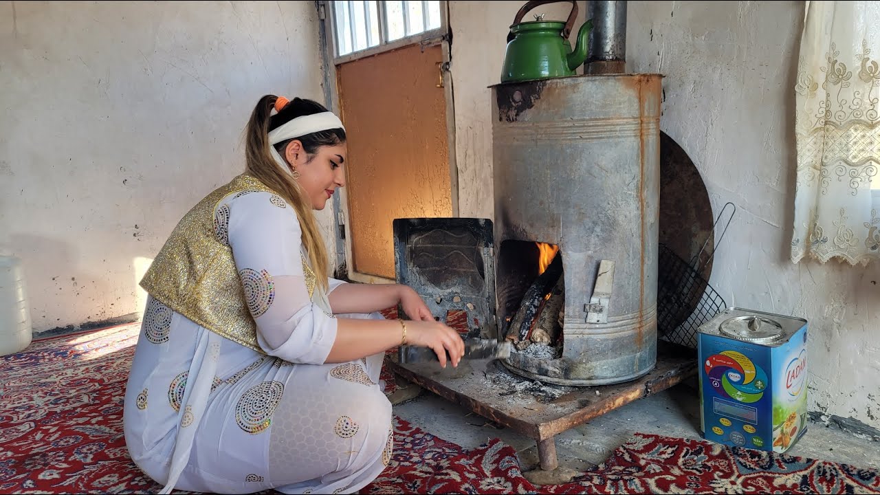 Cooking mashed chicken in village style | Local Iranian village style butter