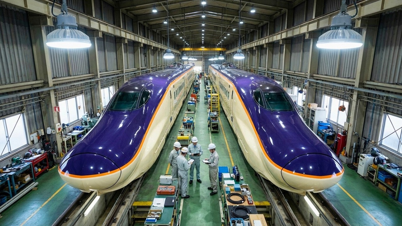 Inside Japan’s $200,000,000 Shinkansen E8 Factory – How the Next-Gen Bullet Train Is Built.