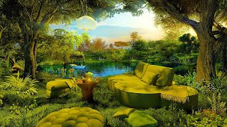 Green Living Room Dreamscape AMBIENCE 🌳🛋 with Nature & Water Sounds + Calm Soft Music screenshot 3