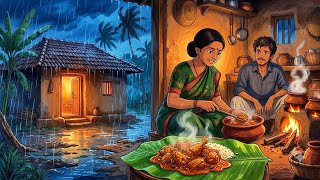1990s Monsoon Night 🌧️ | Warm Chicken Curry in a Village Home | 2D Ghibli Style ASMR