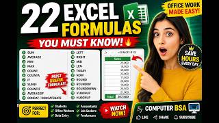 22 Basic Excel Formulas Every Office Worker Must Know in 2026 📊 | Excel Tutorial for Beginners
