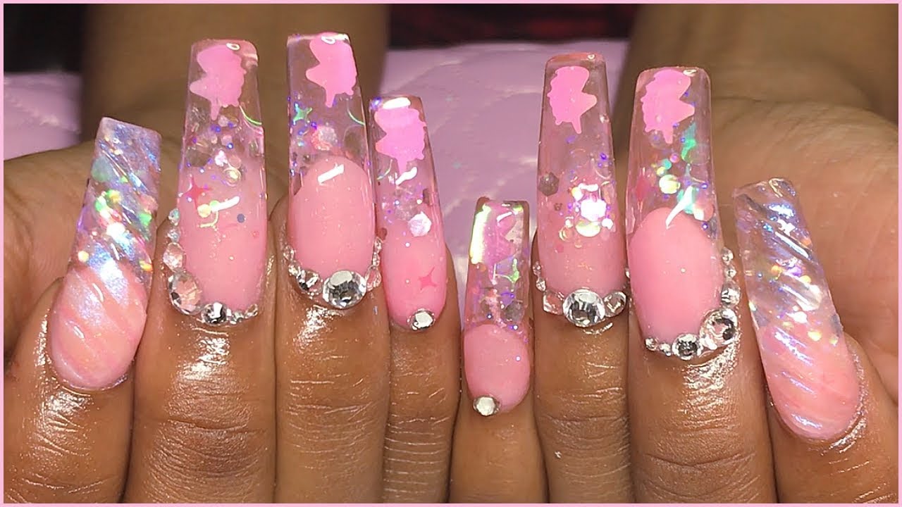 4. Pink and Gold Glitter Nails - wide 1
