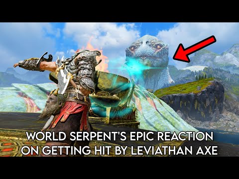 WORLD SERPENT'S EPIC REACTION ON GETTING HIT BY LEVIATHAN AXE | GOD OF WAR 2018