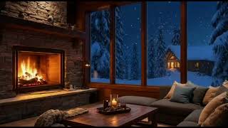 No Ads Fireplace Blizzard ASMR - Snow Storm Sleep Sound With Fireplace Burning For Deep Sleeping