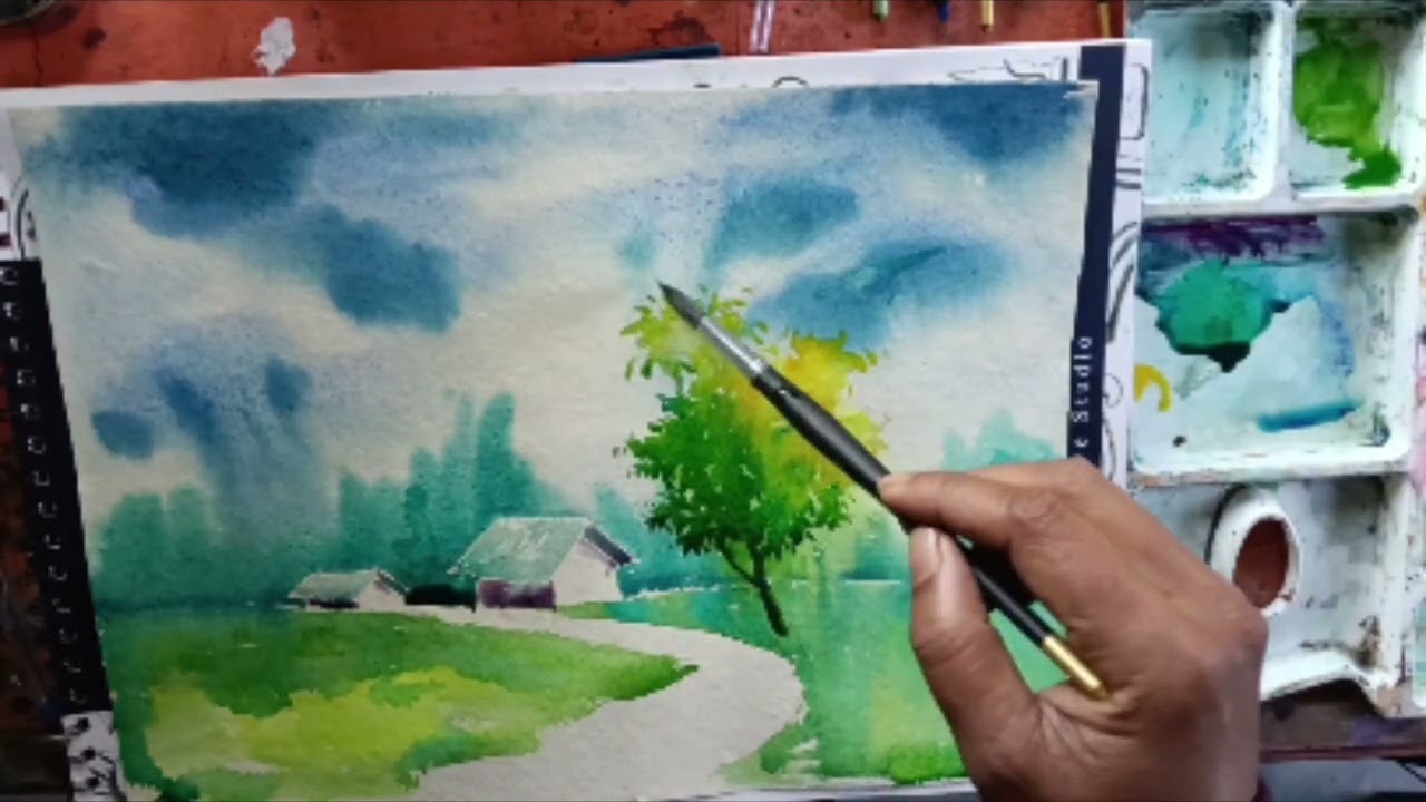 Landscape, Water colour