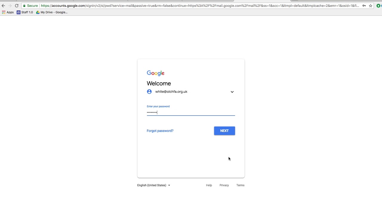 Logging in to email for the first time