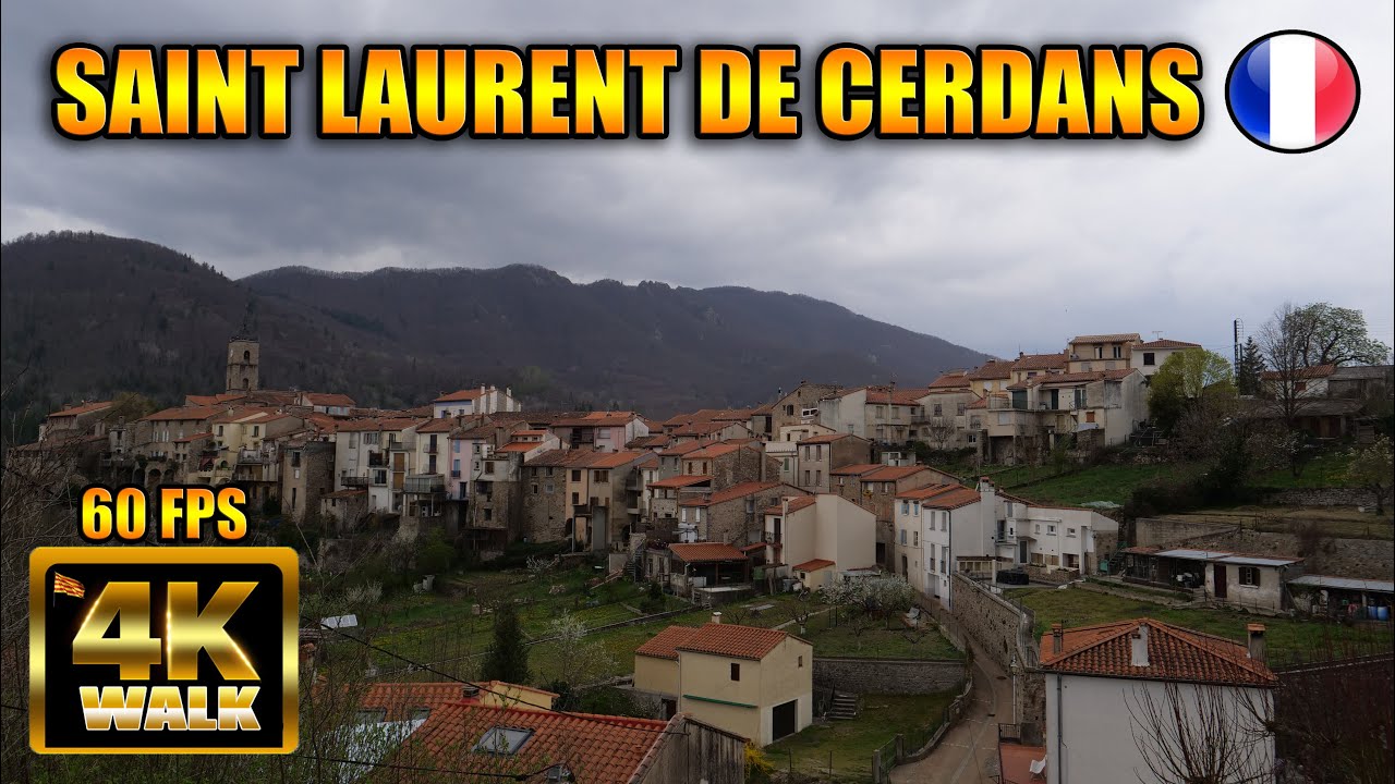 SAINT LAURENT DE CERDANS, South of France , WALK [4K] 60 fps , in the village.