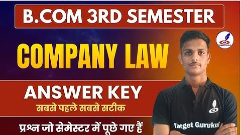 Answer Key Of Company Law-1 | B.Com 3rd Semester Exam 2024| Paper Solution