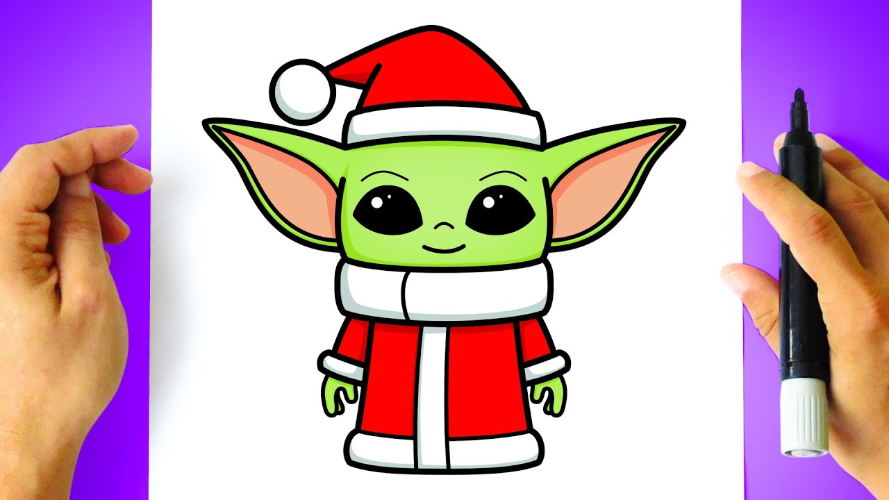 How to DRAW CHRISTMAS BABY YODA easy
