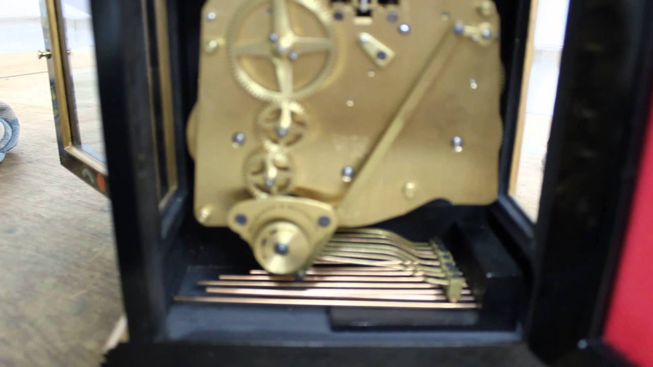 c1960 Elliott of London musical double chime chinoiserie bracket clock