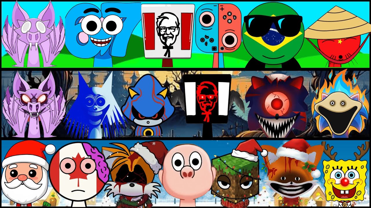 Incredibox Sprunki OC Phase 1 to Phase 3 - The Bat X Santa Claus ....