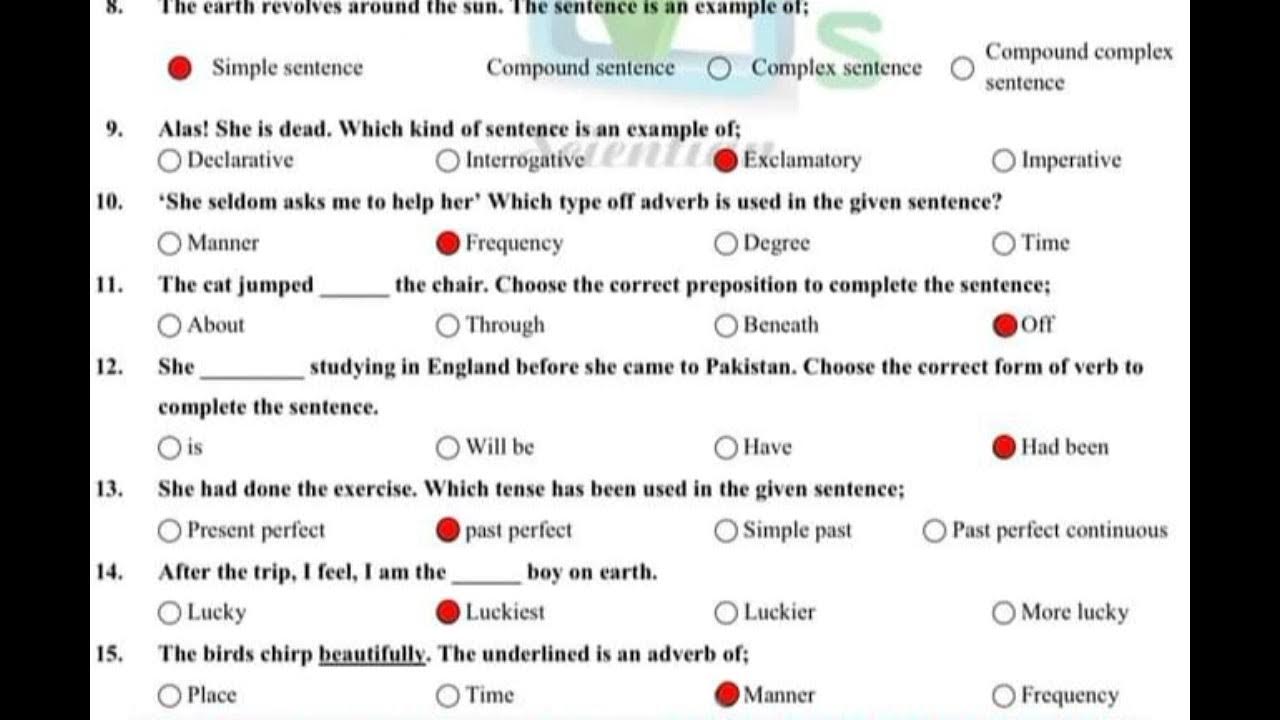 English solved mcqs class 10 fbise 2022 YouTube