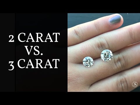 Diamond Carat Size Comparison: 2 carat vs. 3 carat Round Shape on Hand