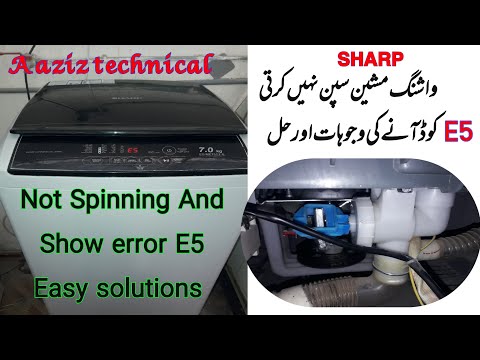 Sharp fully automatic washing machine error code E5.   How to Solve error code E5. Spinning problem.
