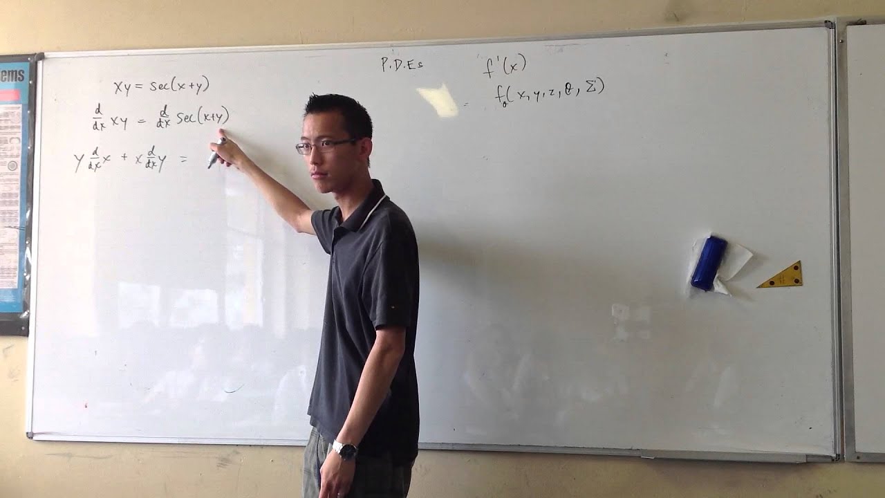 Implicit Differentiation - example question - YouTube