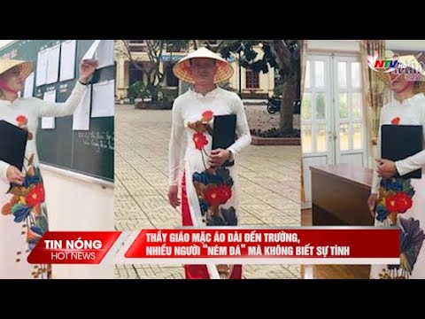 Video Thầy giáo mặc áo dài đến trường, nhiều người 