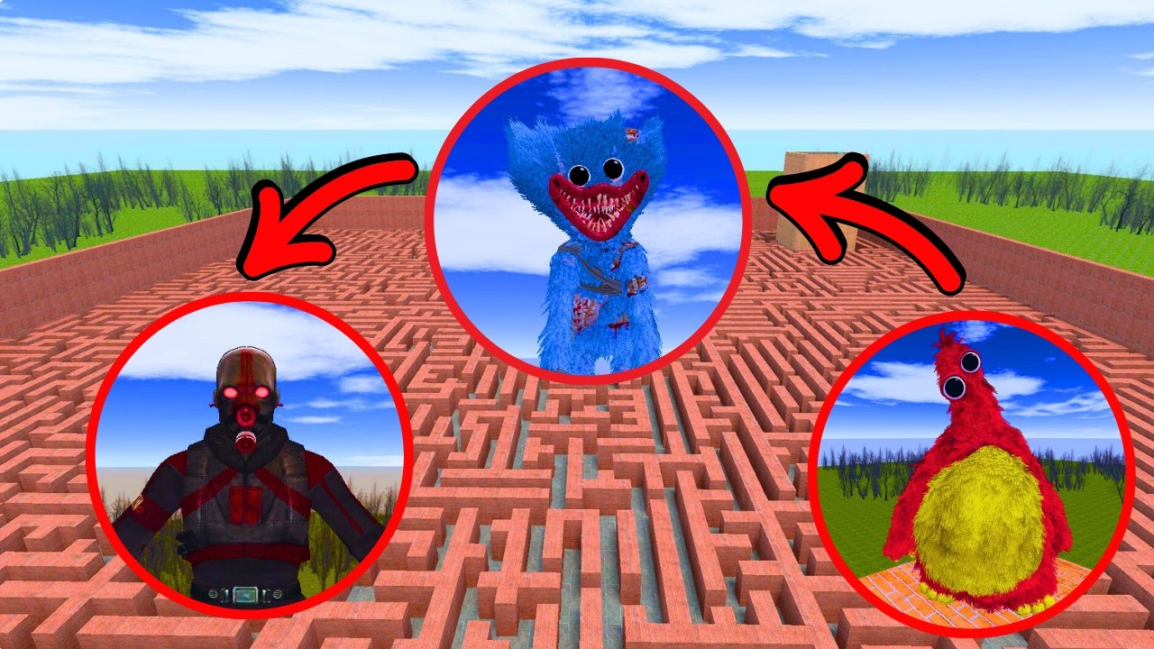 HUGGY WUGGY vs CHUM FRENDLY vs METRO POLICE in BIG MAZE! | Garry’s Mod Epic Battle