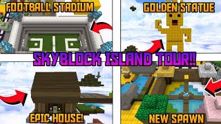 NEW SKYBLOCK TOUR!! | EPIC HOUSE, GOLDEN STATUE, NEW SPAWN, AND MORE!! | BLOCKMAN GO ADVENTURES