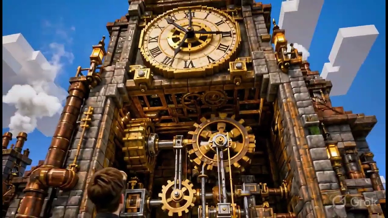 Building a Functional Steampunk Clock Tower Using Only Create Mod Gear Mechanics