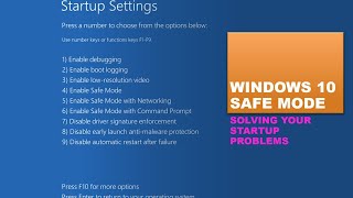 how to boot windows into safe mode:  windows startup settings