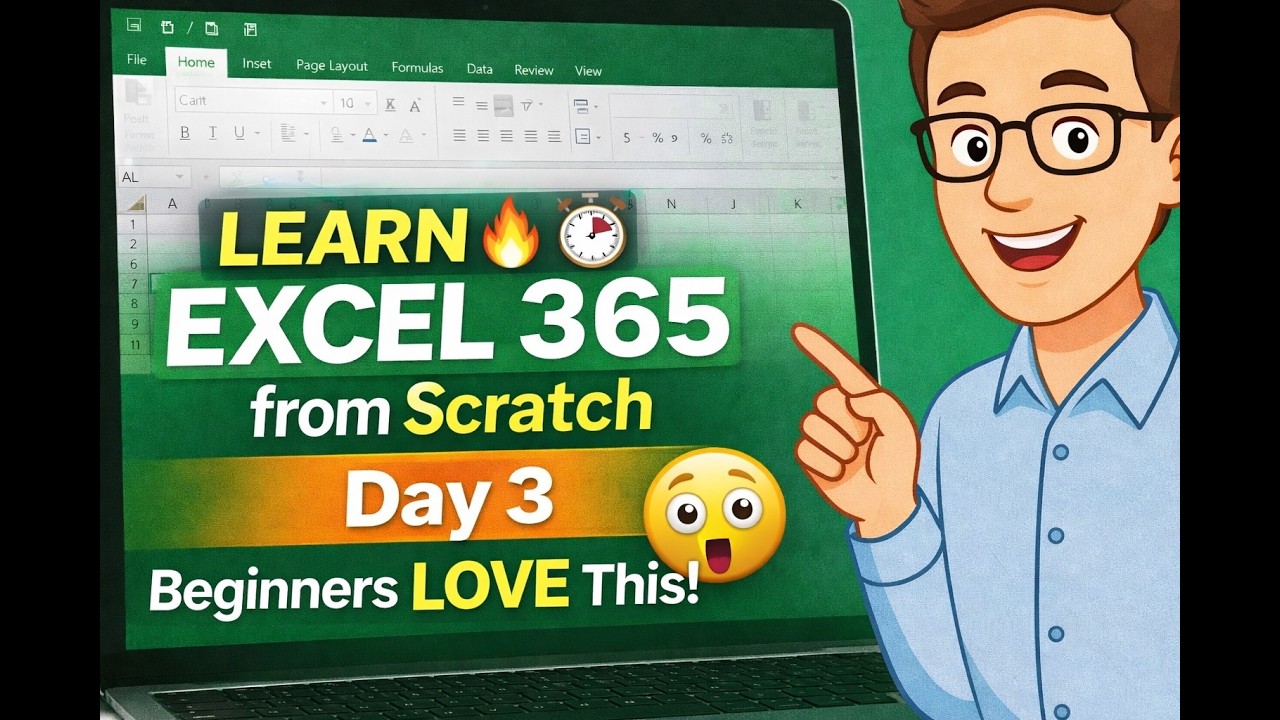 Learn Microsoft Excel 365 from Scratch Beginner Tutorial | Day 3 Basics ...