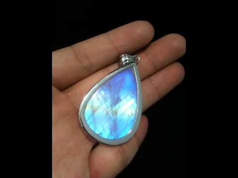 rare high quality full blue fire rainbow moonstone pendant youtube
