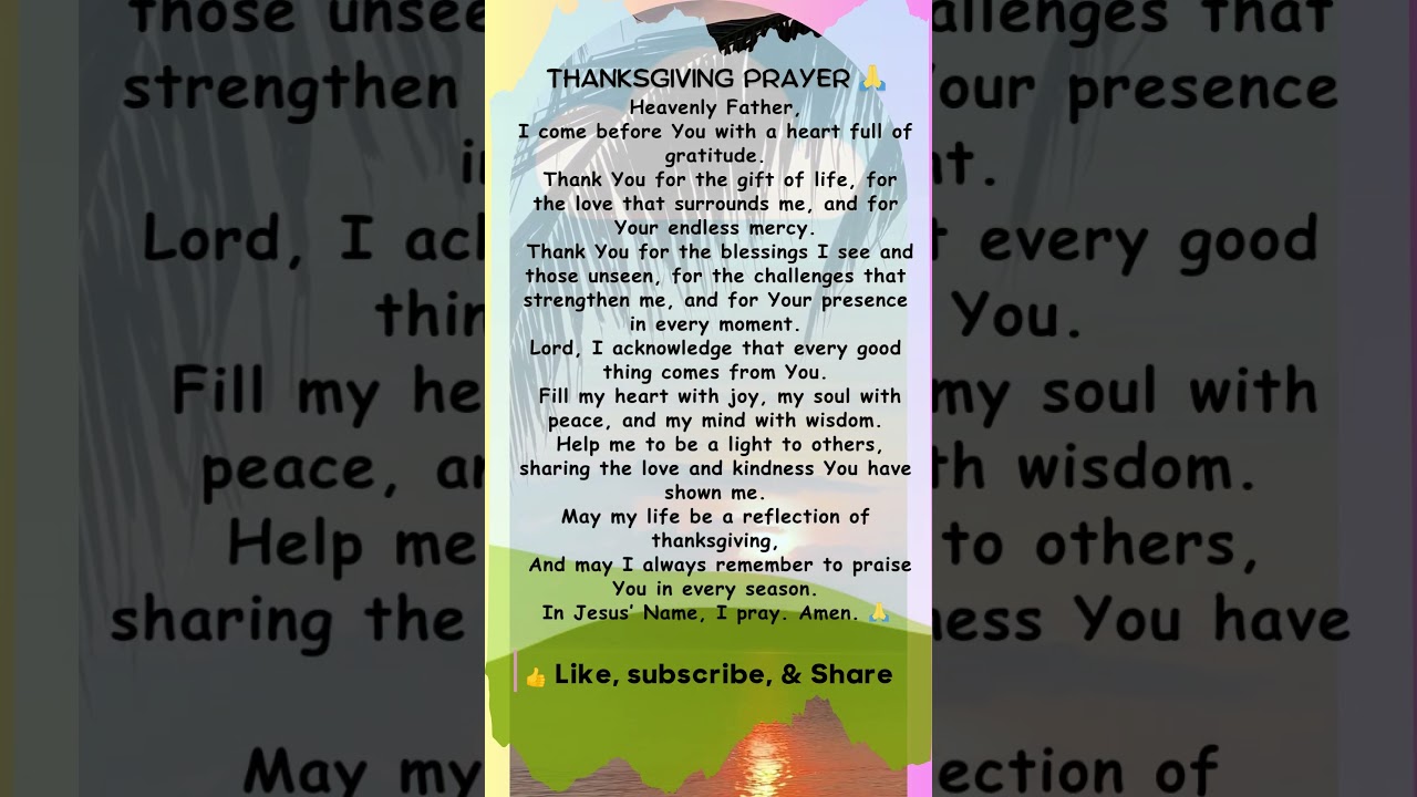 Thanksgiving Prayer 🙏 | A Powerful Prayer of Gratitude | Give Thanks to God!  #ThanksgivingPrayer