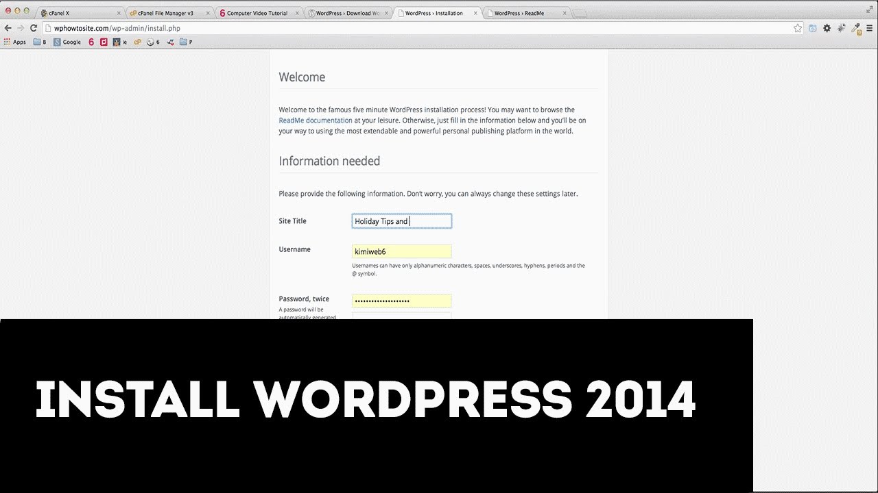 How to Install WordPress 2014 in cPanel with WP 3.9 - YouTube