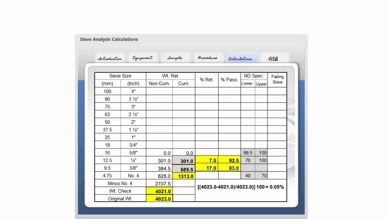 Gradation Sieve Analysis Calculations YouTube Gradation Sieve Analysis Calculations YouTube